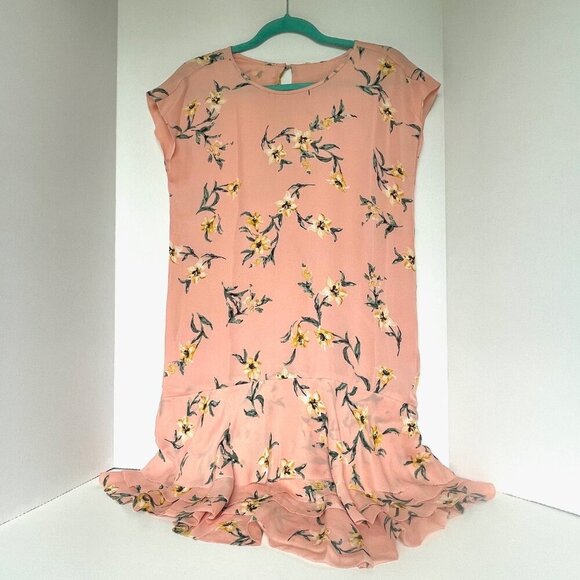 Joie Coreen Silk Floral Dress XS Pink Blush High Low Tiered Ruffle Flounce Hem - Picture 7 of 9